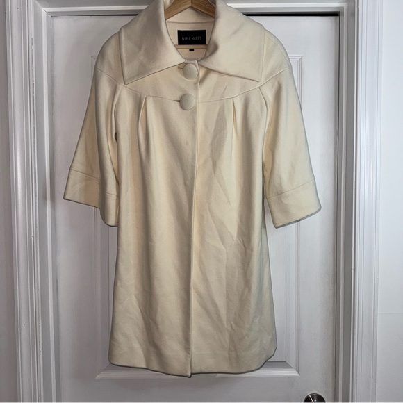 Nine West Jackets & Blazers - Nine West Swing Coat Wool 3/4 Sleeve Ivory 4 Rare Ad or Photoshoot Sample! White